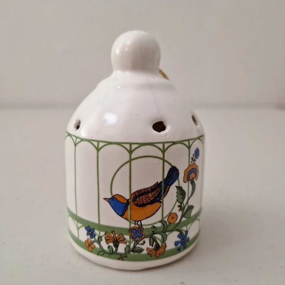 Vintage Taiwan Pomanders Bird Cage Sachet Potpourri Holder Ornament Ceramic